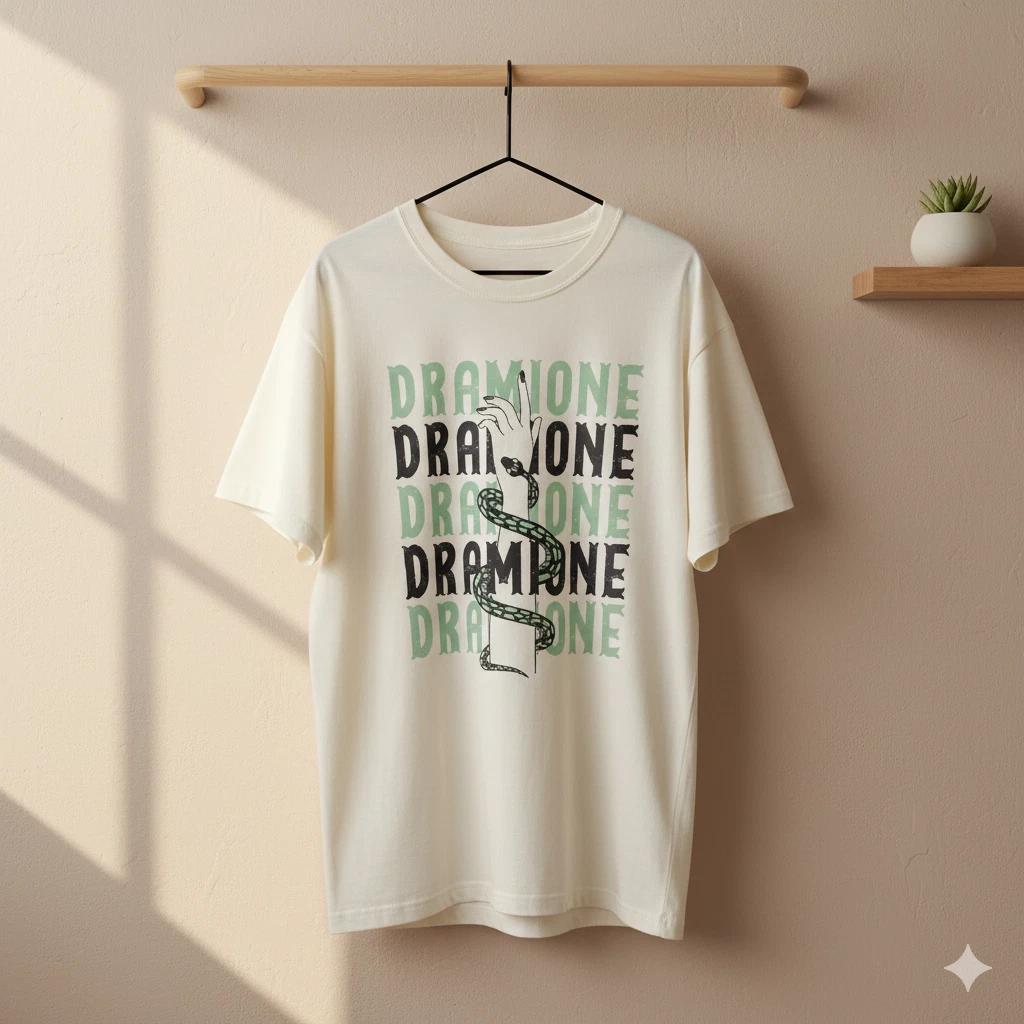 

Dramione Graphic Unisex White T-Shirt Draco Hermione Fan Tee - S187 XL