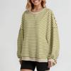Women's Fashionable Casual Long Sleeved Loose Striped Top