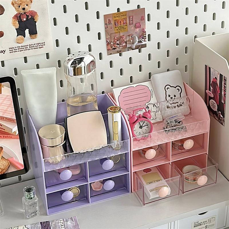 Niedliche Aufbewahrungsbox für den Schreibtisch, große Kapazität, Aufbewahrungsbox für Kosmetik, Make-up-Schubladen-Organizer, Mehrzweck-Stifteetui für Kinder