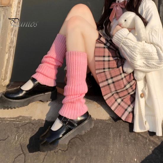 Boot Socks 1 Pair Leg Warmers Mid Calf Thickened Knitted Lolita Ribbed Keep Covers Warm Solid Color Autumn Winter Women Stockings for Dating