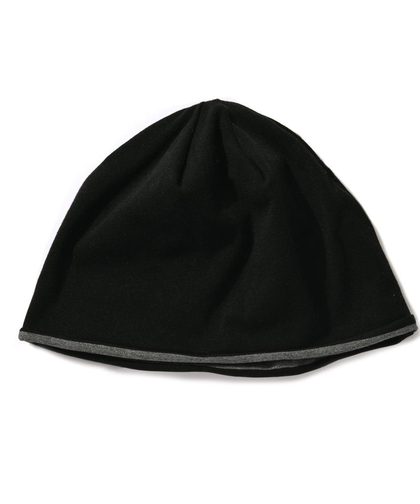 AMOU Reversible Stripe Beanie Black