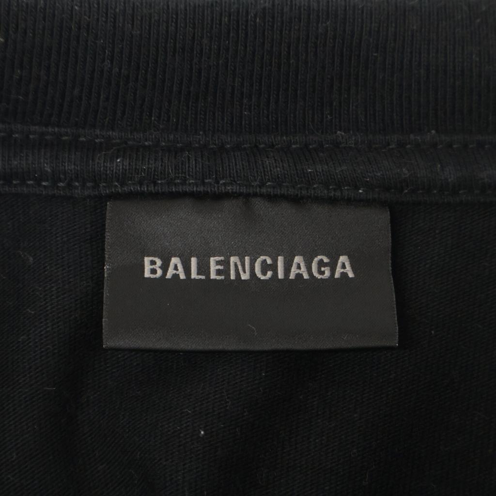 Balenciaga 612966 Unisex Logo Crew Neck T-Shirt Tops S blackUsed