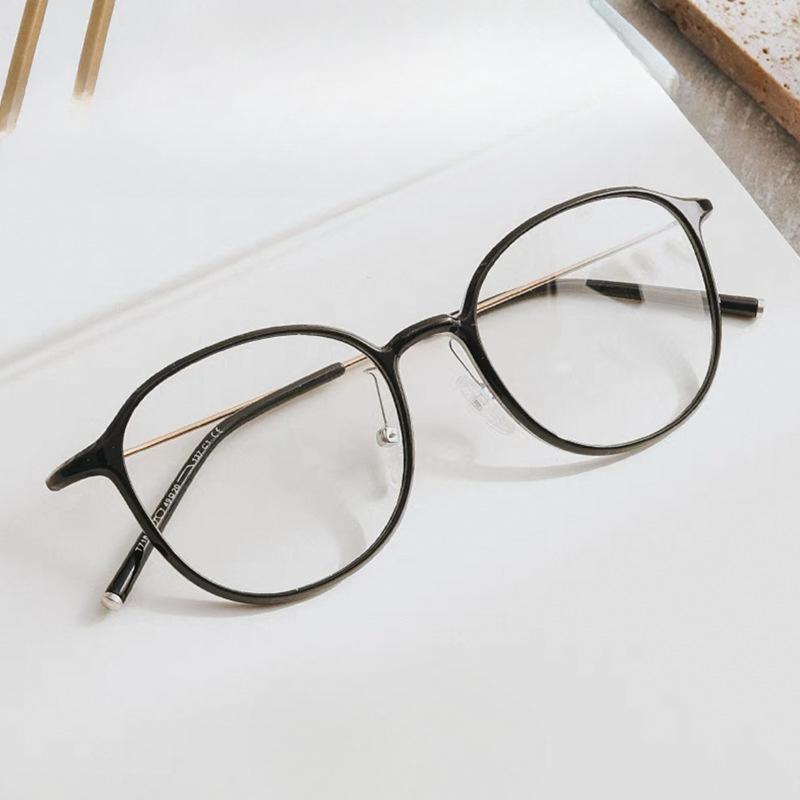 Ultra-light TR90 Korean Version Trendy Round Frame Big Face Retro Female Myopia Glasses Xiaohongshu Same