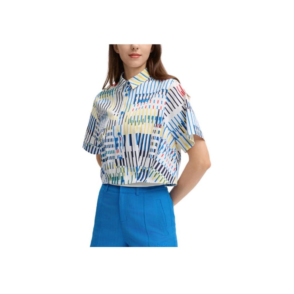 New FILA X PENGPIDUZHONGXIN SS24 Shirt Women's All Over Print F11W438408F-ZA