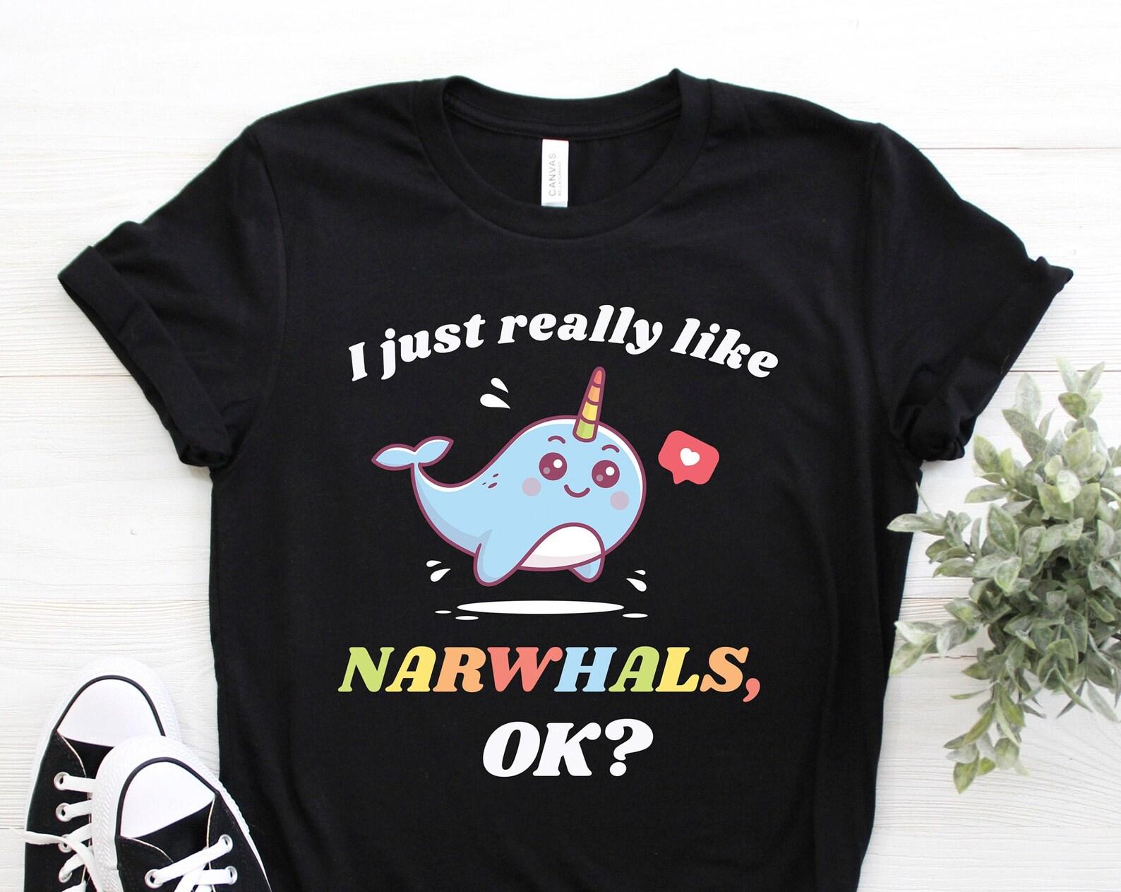 Narwhal T-Shirt, Narwhal Gift, Narwhal TShirt, Unicorn Tee, Whale, Cute Narwhal, Narwhal Lover, Kids Girls Birthday Party, Save The Narwhals 100