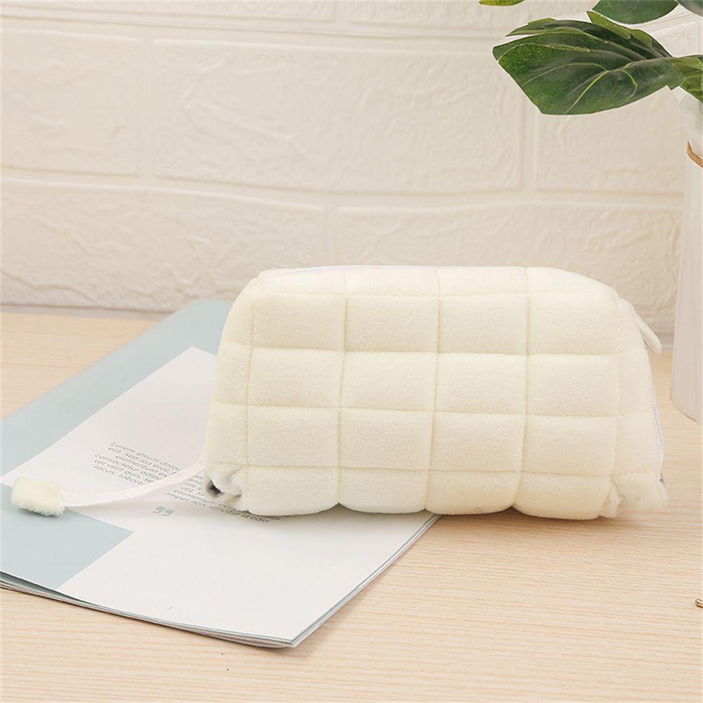 

Supplies Large Capacity Corduroy Makeup Bags Cosmetic Bag Storage Box Pillow Plush Pencil Case бежевый