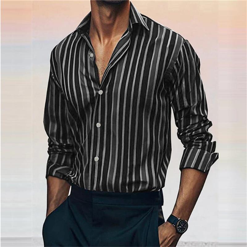 Men's Casual Striped Plaid Lines Are Soft and Comfortable Spring and Summer Button Fashion Design