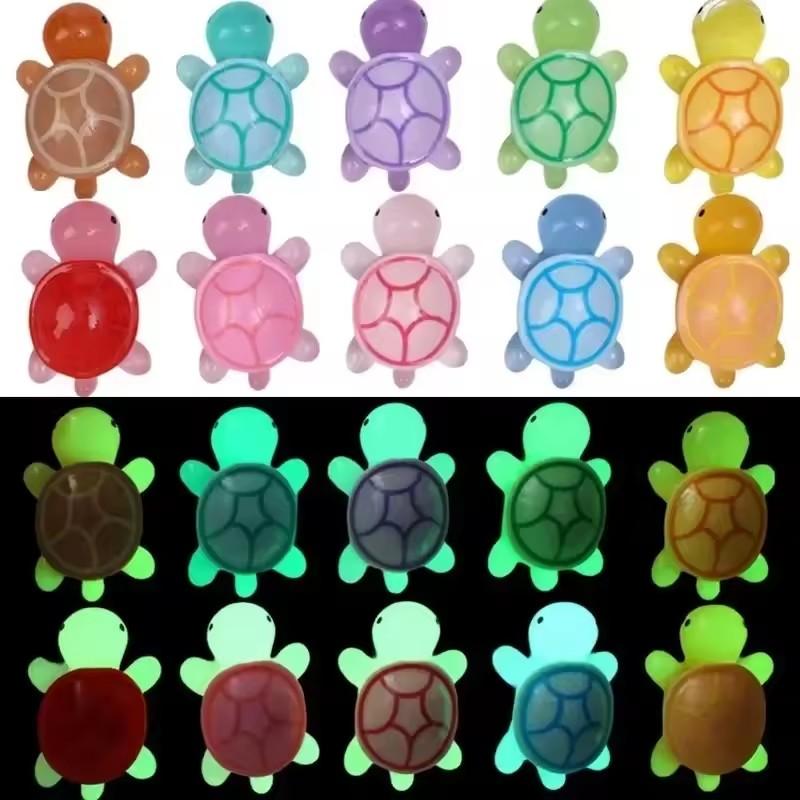 20/50/100 Pcs Cute Mini Glowing Turtle Ornaments Luminous Micro Turtle Figurines Kids Toys Home Decor Gift