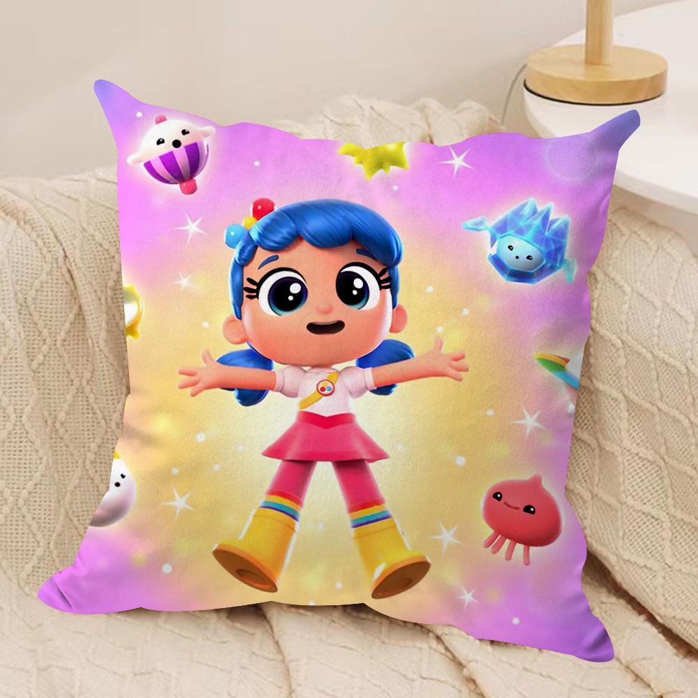 True R-Rainbow Kingdom Cushion Cover Silky Short Plush Double-Sided Printed Pillow Case for Sofa All Seasons Home Decor Gift