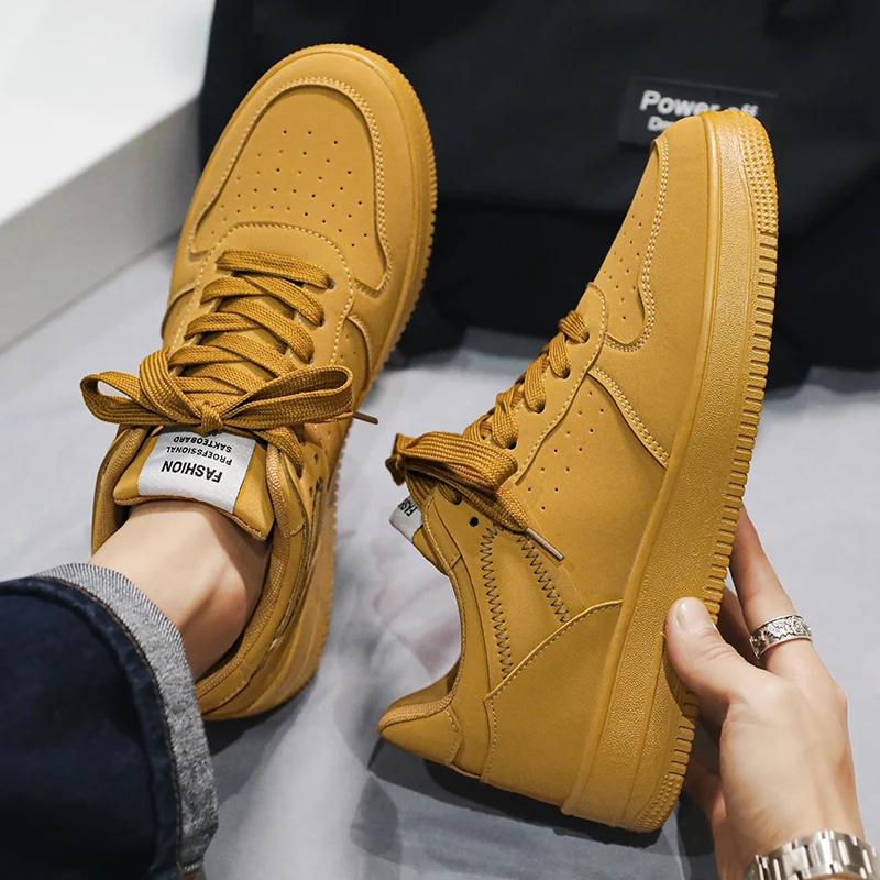 Men's Sneakers Casual Sports Shoes for Men Lightweight PU Leather Breathable Shoe Mens Flat White Tenis Shoes Zapatillas Hombre