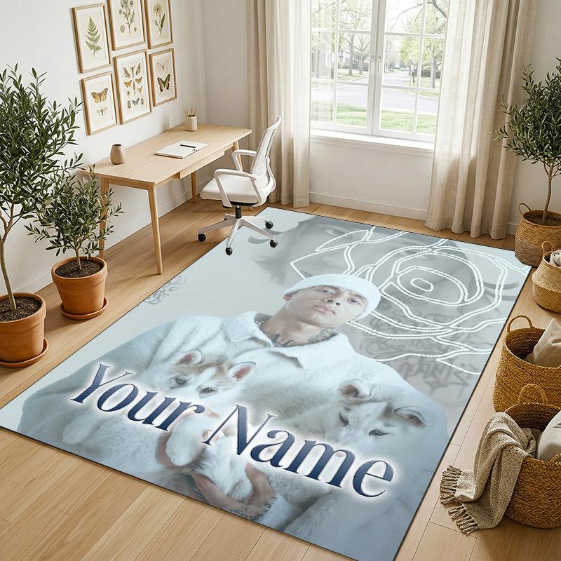 Personalized Crystal Velvet Carpet,Central Cee Custom Printed Name, Plush Area Rug For Home Indoor Decor