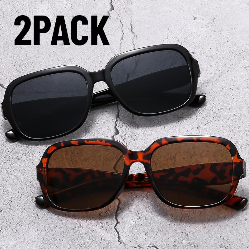 2PACK Fashion Square Sunglasses Women Brand Luxury Eyewear Women/Men Y2K Vintage High Quality Glasses Women Mujer