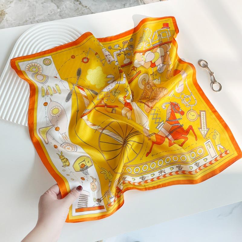 

Spring new light luxury mulberry silk silk scarf women s high-grade plain crepe satin silk scarf versatile silk scarf gift 53cm