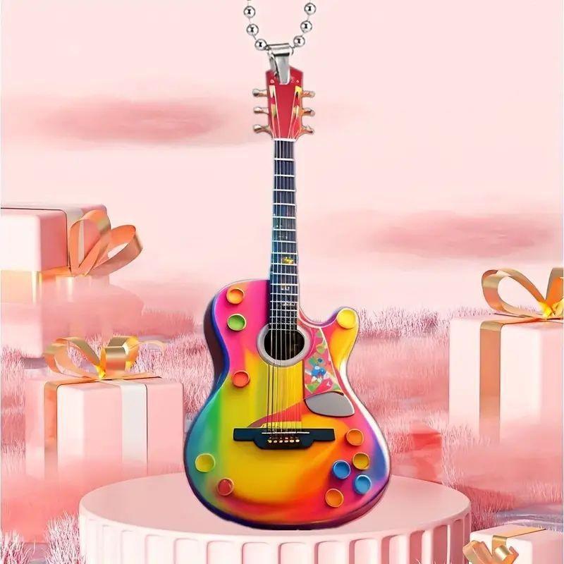 Creative Personalized Mini Christmas Guitar Acrylic Car Hanging Ornament For Decor