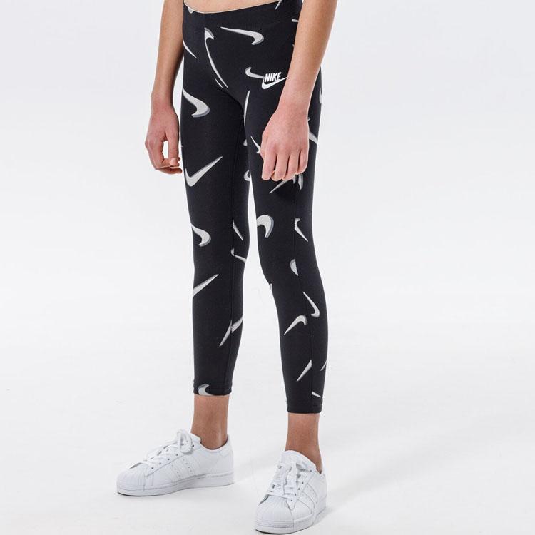 Nike Kids Sportswear Favorites All Over Logo Print Tight Fitness Knit Pants Kids bottoms Black DA1239-010