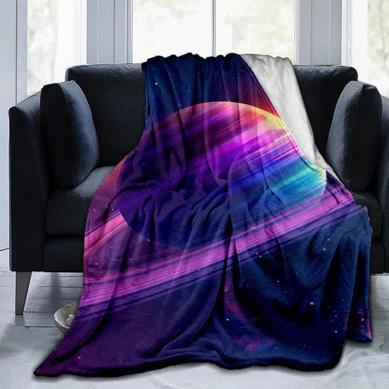 

1pc Planet Printing Lightweight Flannel Blanket, Comfortable and Warm Blanket, for Camping Sofa Bed and Couch Office, Gift 100x150cm