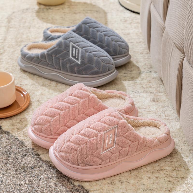 Cotton Slippers Women's Spring and Autumn Winter Shoes for Home Use Indoor Non-slip Thick Soles Home Warmth Couple Men