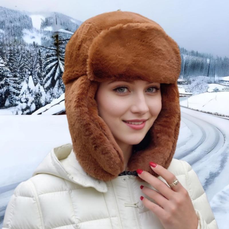 

Зимняя пушистая шапка, начесанная и утолщенная мужская и женская ветрозащитная и холодостойкая повседневная универсальная уличная хлопковая шапка из искусственного кроличьего меха average size темно-коричневого