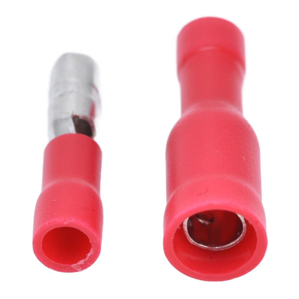 50 Pairs Red Male Female Connectors 22-16 AWG Wire Crimp Connectors Audio Wiring