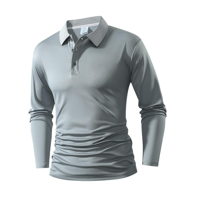Spring, Autumn and Winter New Polo Shirt Men's Lapel Long Sleeve T-Shirt Top Business Casual