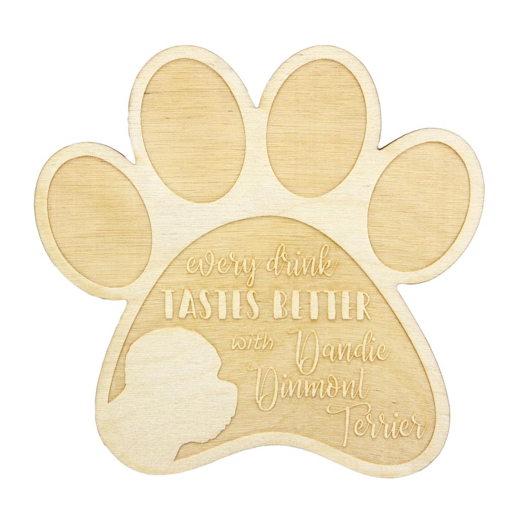 Dandie Dinmont Terrier, Hindlee Terrier - Mug coaster, engraved coaster with dog, gift for dog lover by Art-Dog brand