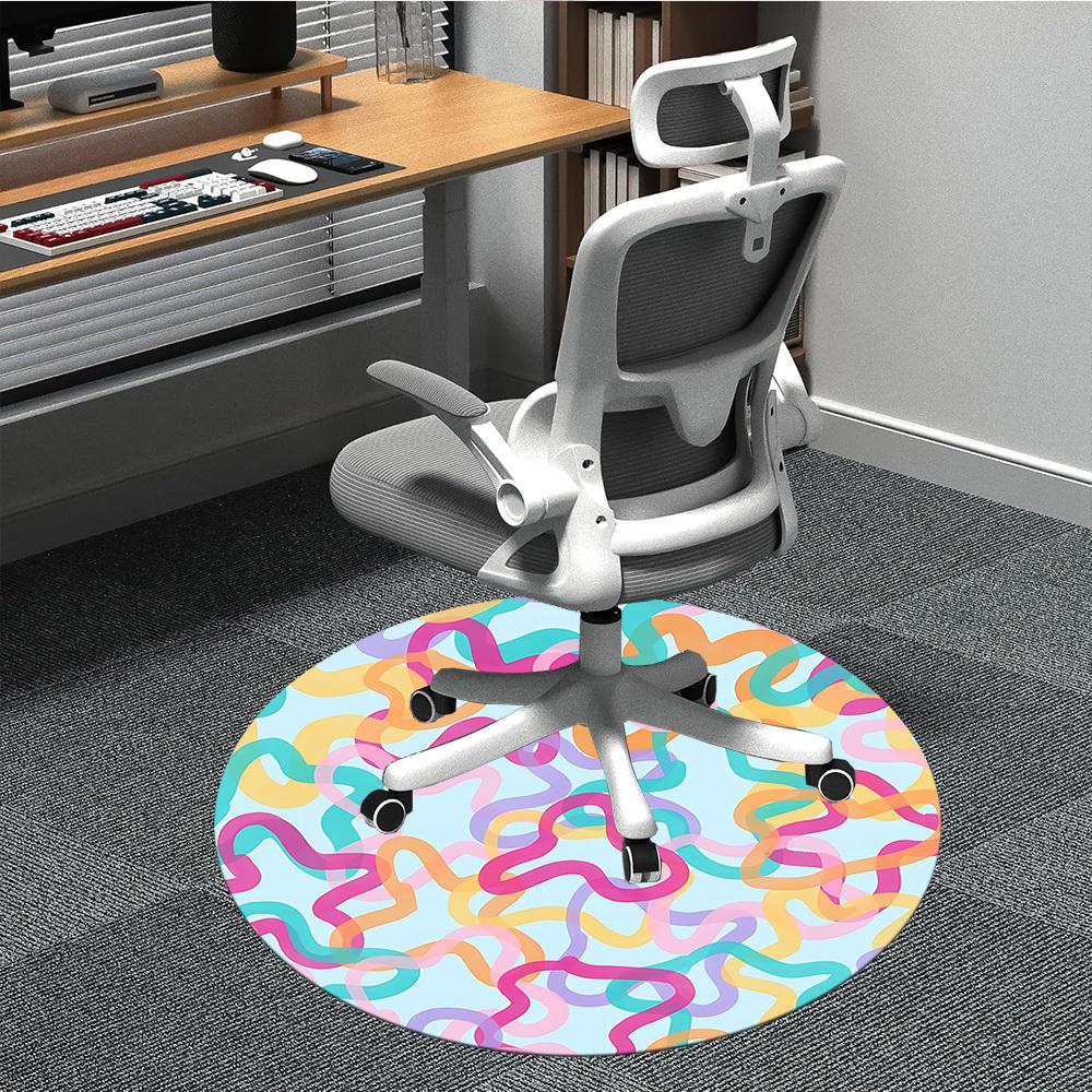 

1pc Wavy Lines Pattern Chair Carpet for Office, Soft Flannel Throw Mat, Perfect for Office, Holiday Party Decoration Choice yy260209079 80cm by 80cm
