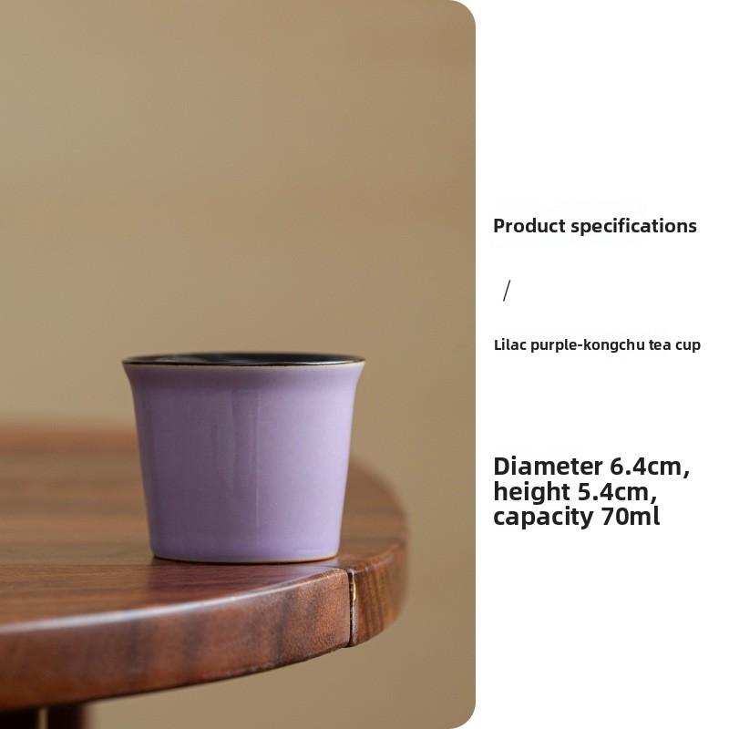 Antique Vintage Lilac Purple Personal Master TeaCup Handmade Ceramic Chinese Tea Set Zen Teaware Gift for Tea Lovers Home Office