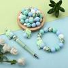 30PCS Silicone Bead Set - Cute Dinosaur, Plant & Flower Designs for DIY Jewelry, Keychains, Bracelets & Craft Pens