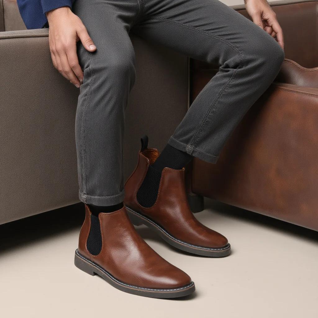 40~46 Men Chelsea Boots Brand Retro Comfortable Fashion Men Boots