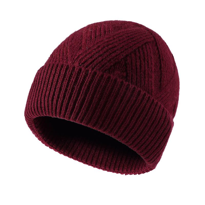 100% pure wool hat wool hat versatile medium and green knitted hat thermal ear protection hat