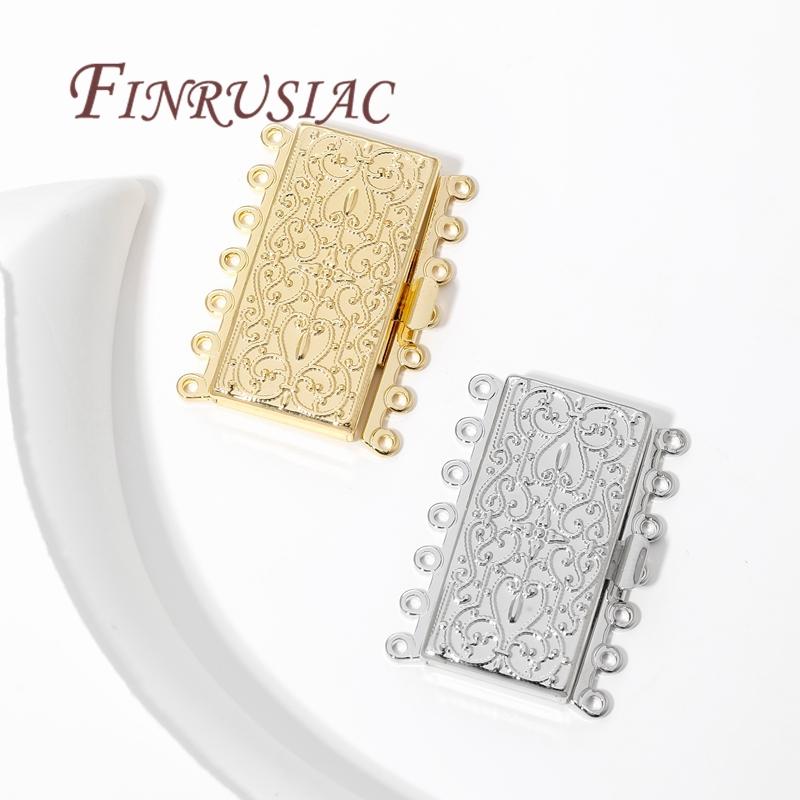 7-strands Connectors For Jewelry 18K Real Gold Plated Bracelet Clasps Fasteners Findings For DIY Necklace Making Accessories