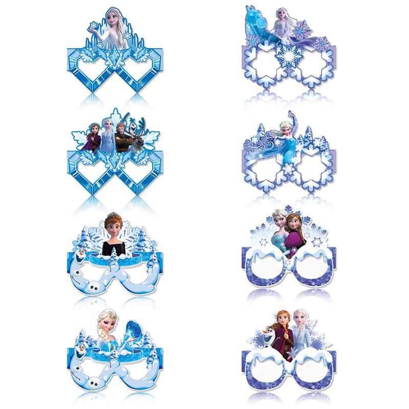 Anime Frozen Themed Birthday Party Decoration Elsa Anna Cartoon Balloon Banner Take Photos Paper Glasses Props Party Supplies