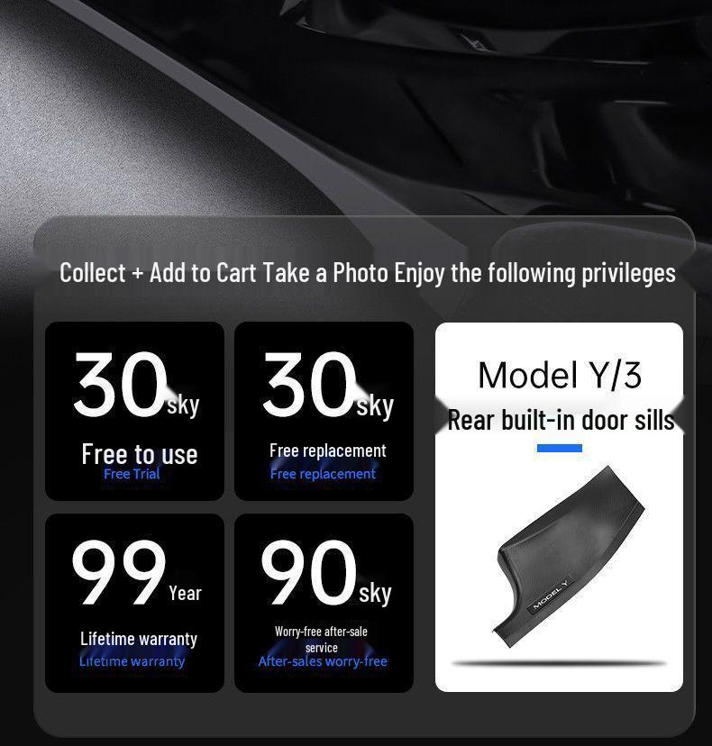 Tesla Model Y Carbon Fiber Rear Seat Corner Anti-Kick Protector Sill Strip