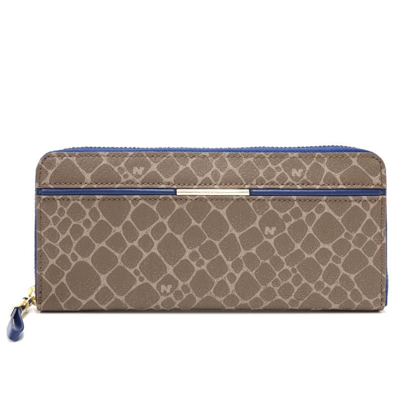 Round Zipper Long Wallet Atre Nouveau Purse Navy 85-8204