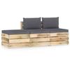 Day and Night - Day and Night Garden Furniture 3 Pieces with Green Impregnated Wood Cushions