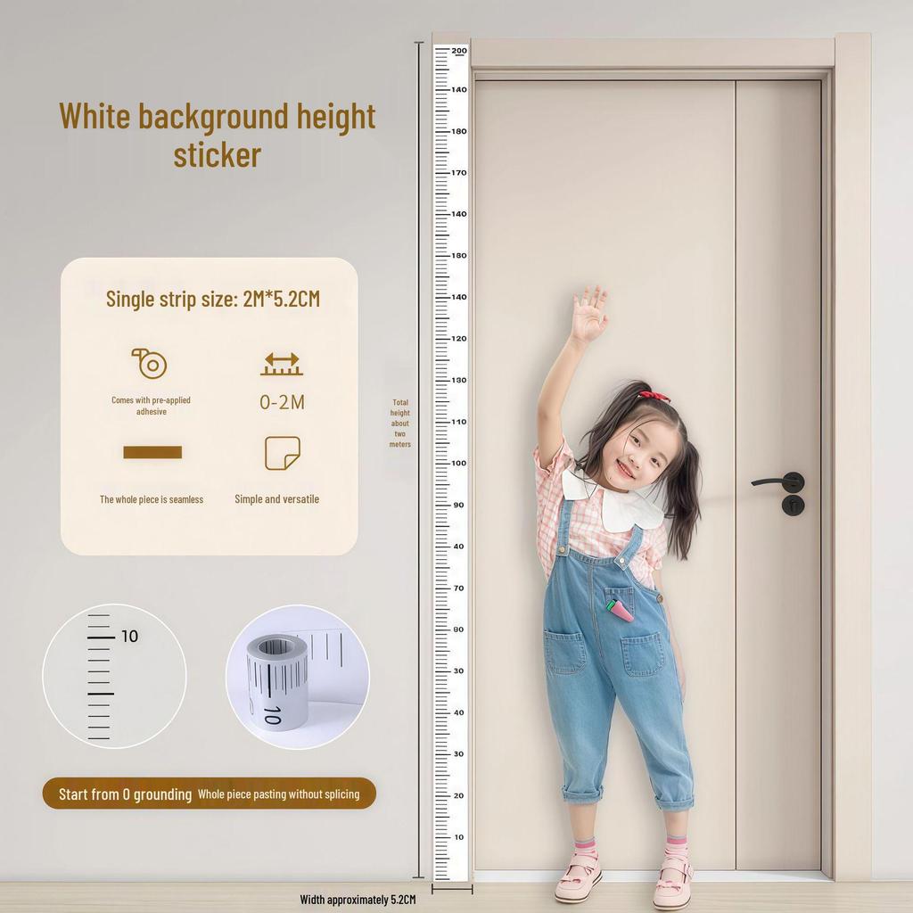 Children's Transparent Wall Height Stickers, 2 Meters, Waterproof, Removable, Non-Damaging