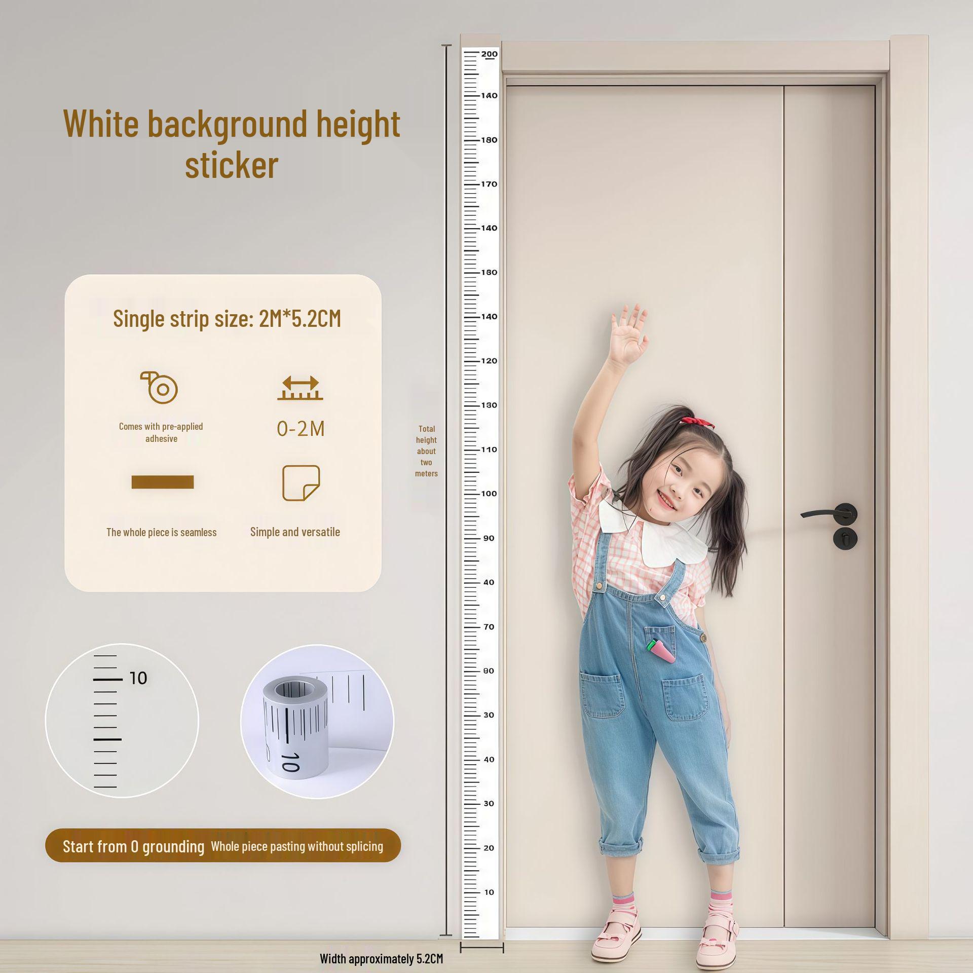 

Children s Transparent Wall Height Stickers, 2 Meters, Waterproof, Removable, Non-Damaging