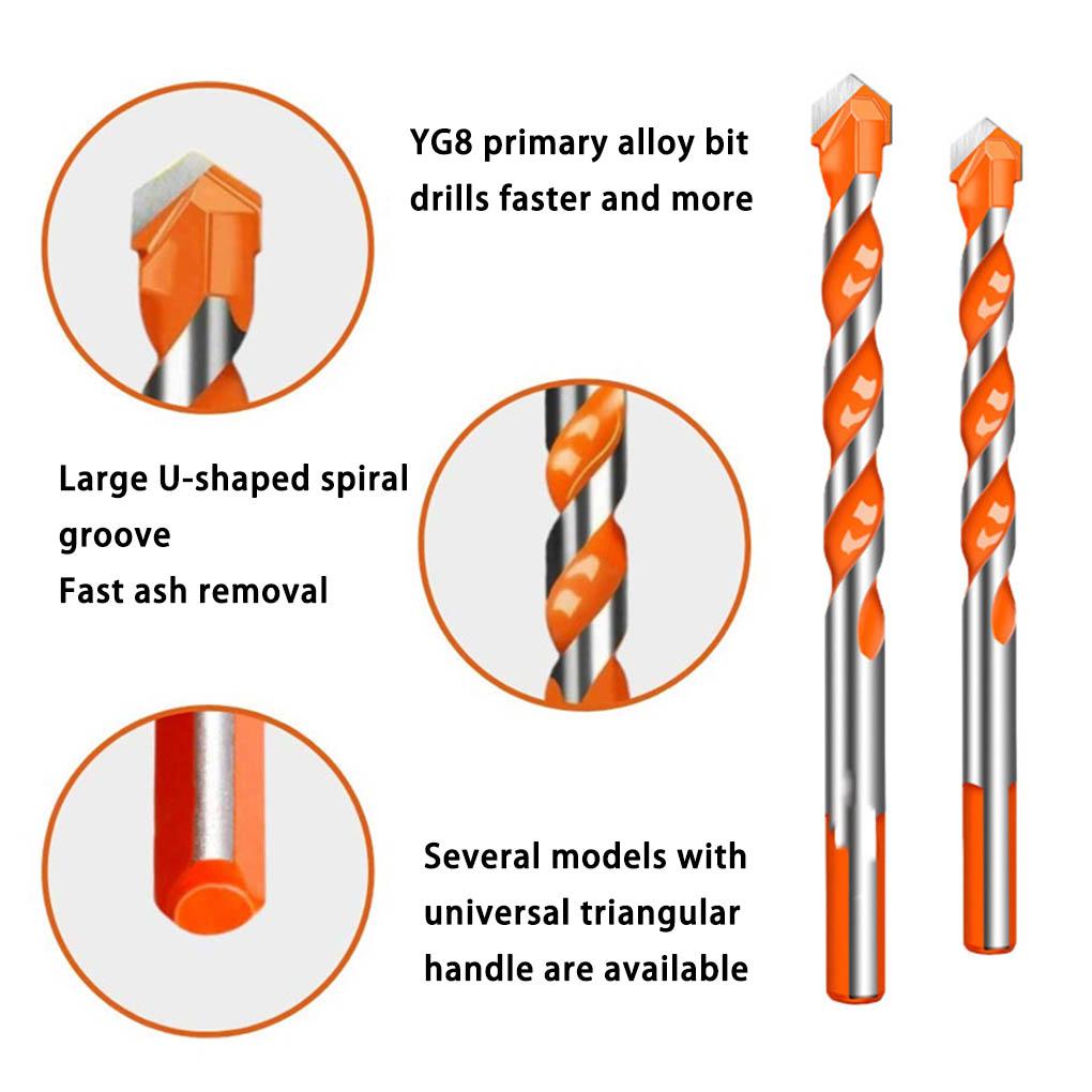 1Set Drill Bits Multifunctional Alloy Ceramic Trigonal Tile Drilling Bit Punching Tool Fittings Replacements Household