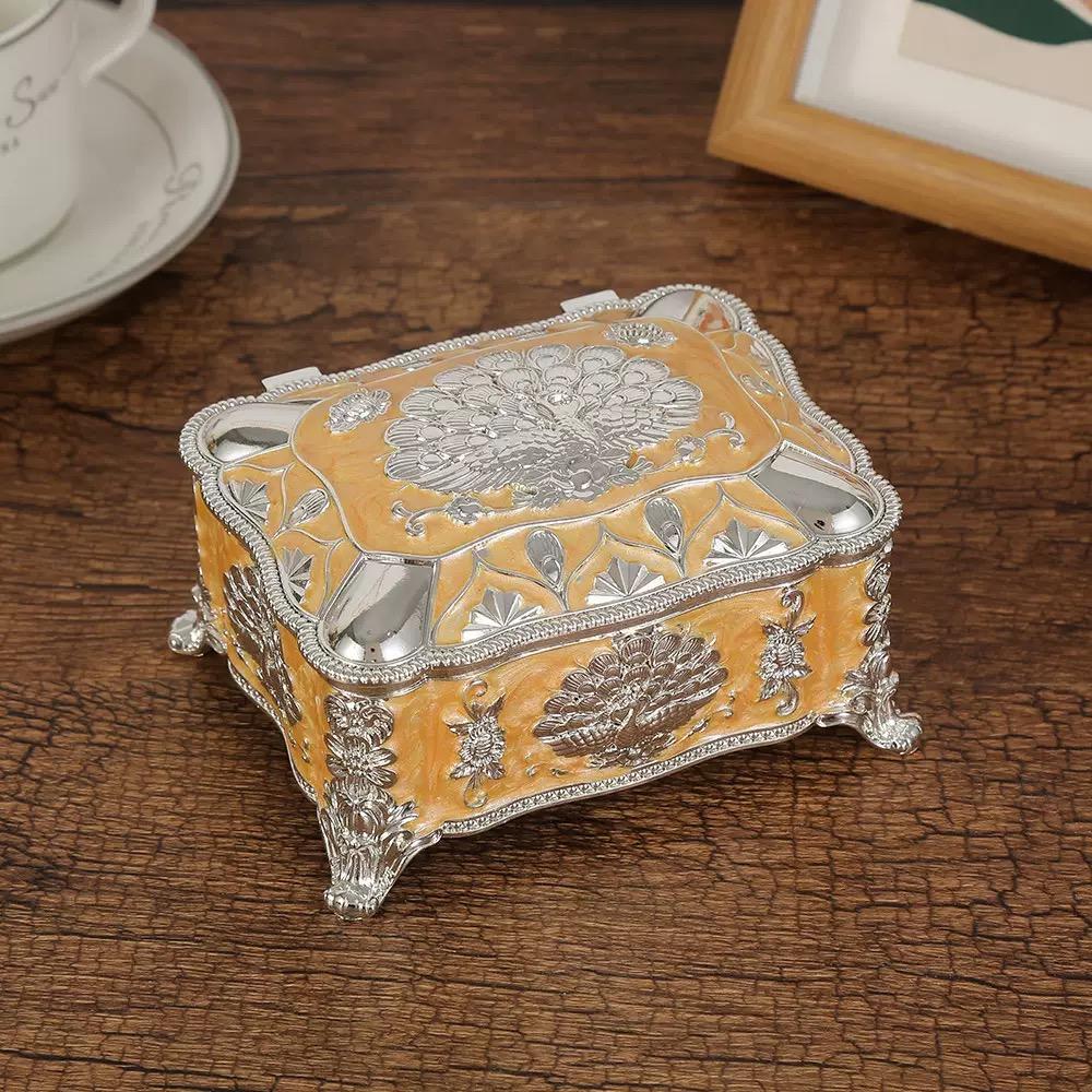 Portable Mini Jewelry Storage Box Travel Organizer Jewelry Case Alloy Storage Earrings Necklace Ring Organizer Display European