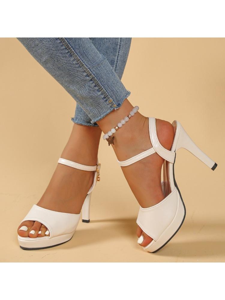 Fashion 2025 New Korean-style versatile fish-mouth sandals with one-shoulder buckle and thin heel waterproof platform high heels