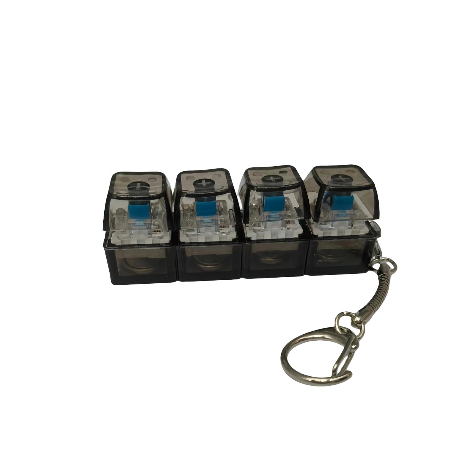 

Mechanical Switch Keychain Four Key Tester Transparent Plastic Housing Removable Keycap Design for Keyboard Enthusiasts One Size чёрный