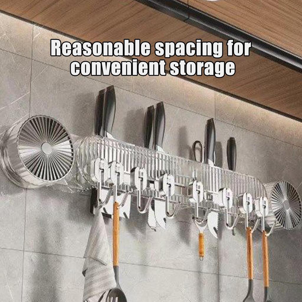 Cooking Utensil Organizer No-drill Acrylic Suction Cup Wall Mount Rack with 8 Hooks Kitchen Spatula Organizer for Spa Closet