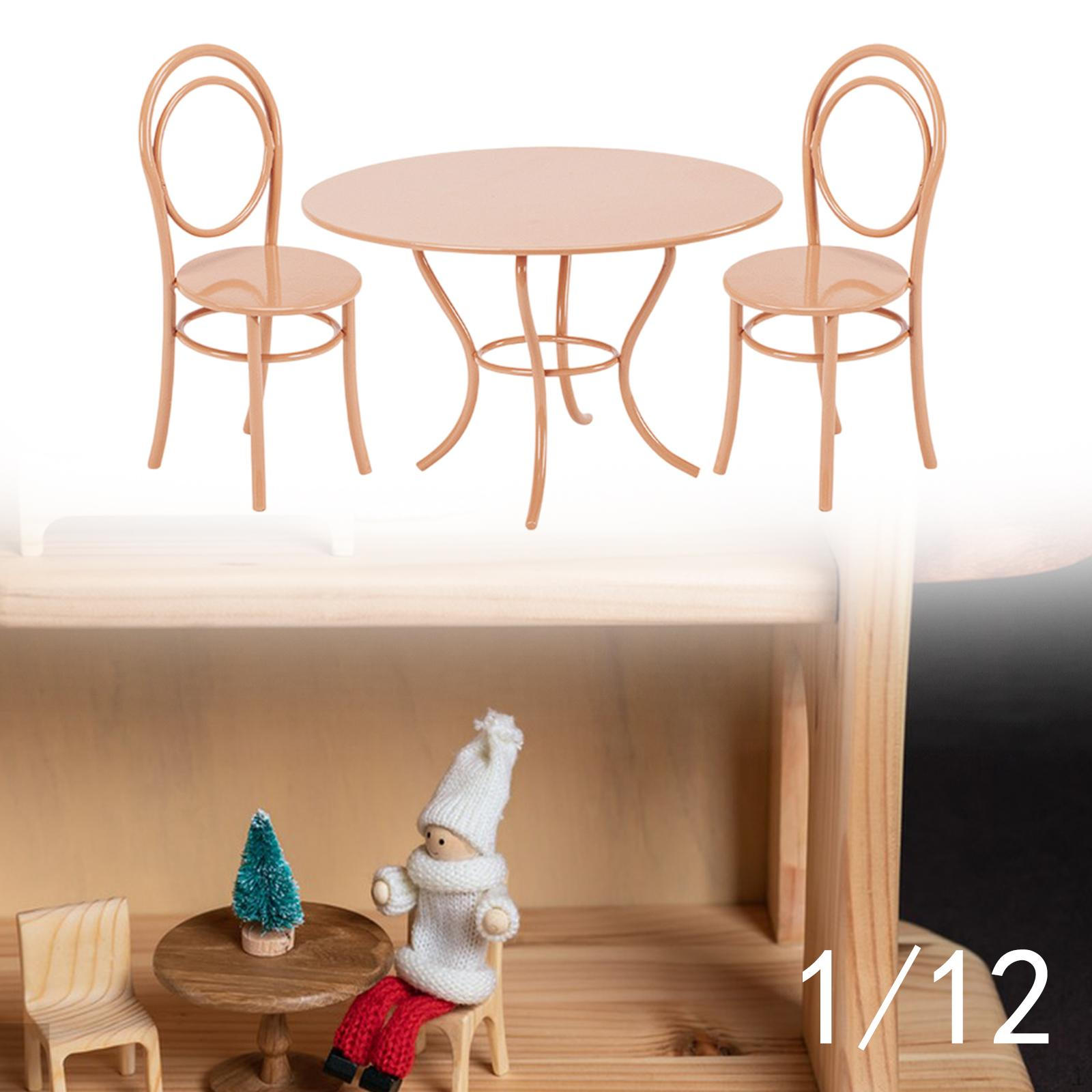 

Набор из 3 предметов: стол, стулья, садовый домик для кукольного домика, 1/12 имитация фейского украшения для сада, розовый