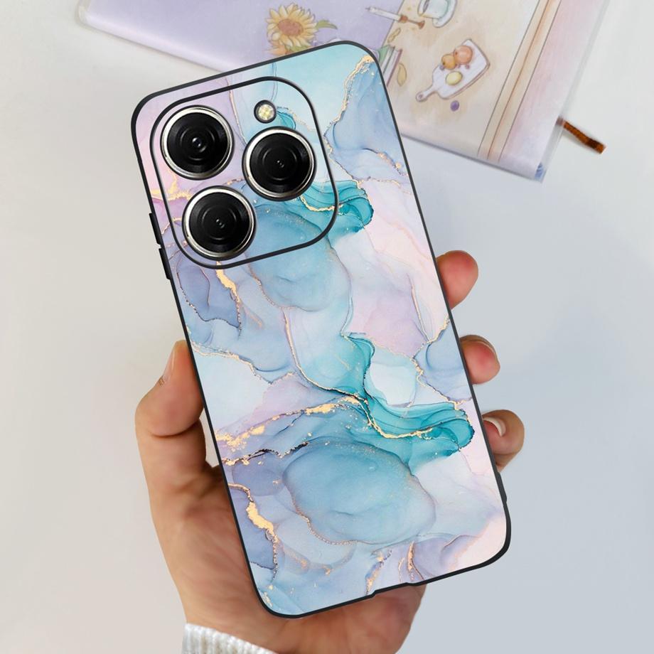 For Tecno Spark 20 Pro Case Liquid Silione Soft TPU Matte Cover Phone Mask On Spark20 20Pro 4G Luxury Pattern Cat Flower Cartoon