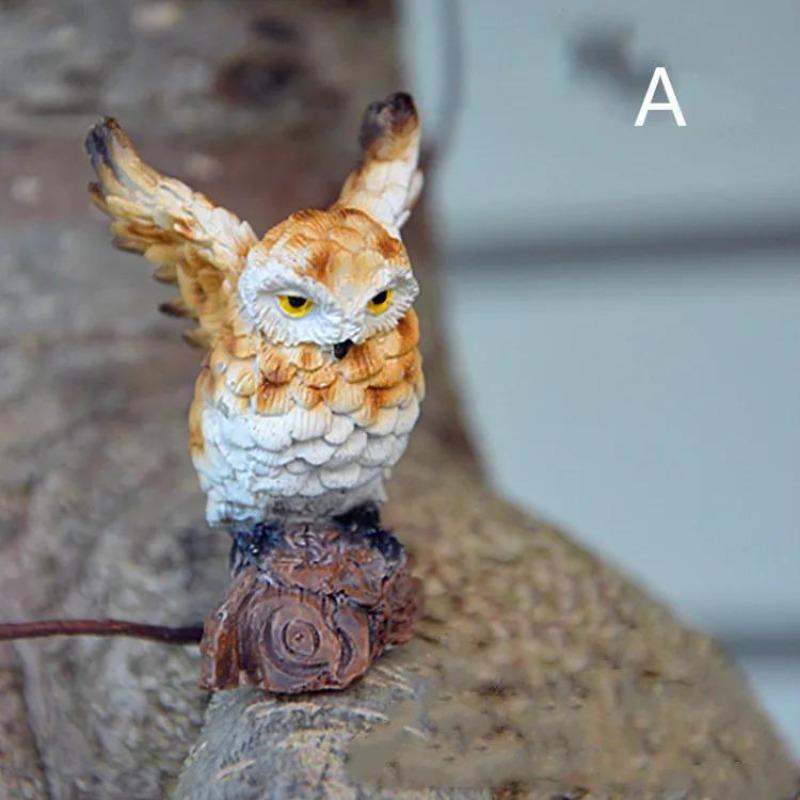 Mini Owl Branch Garden Ornaments Resin Crafts Fairy Garden Dollhouse  Moss Micro Landscape Bonsai Decorative DIY