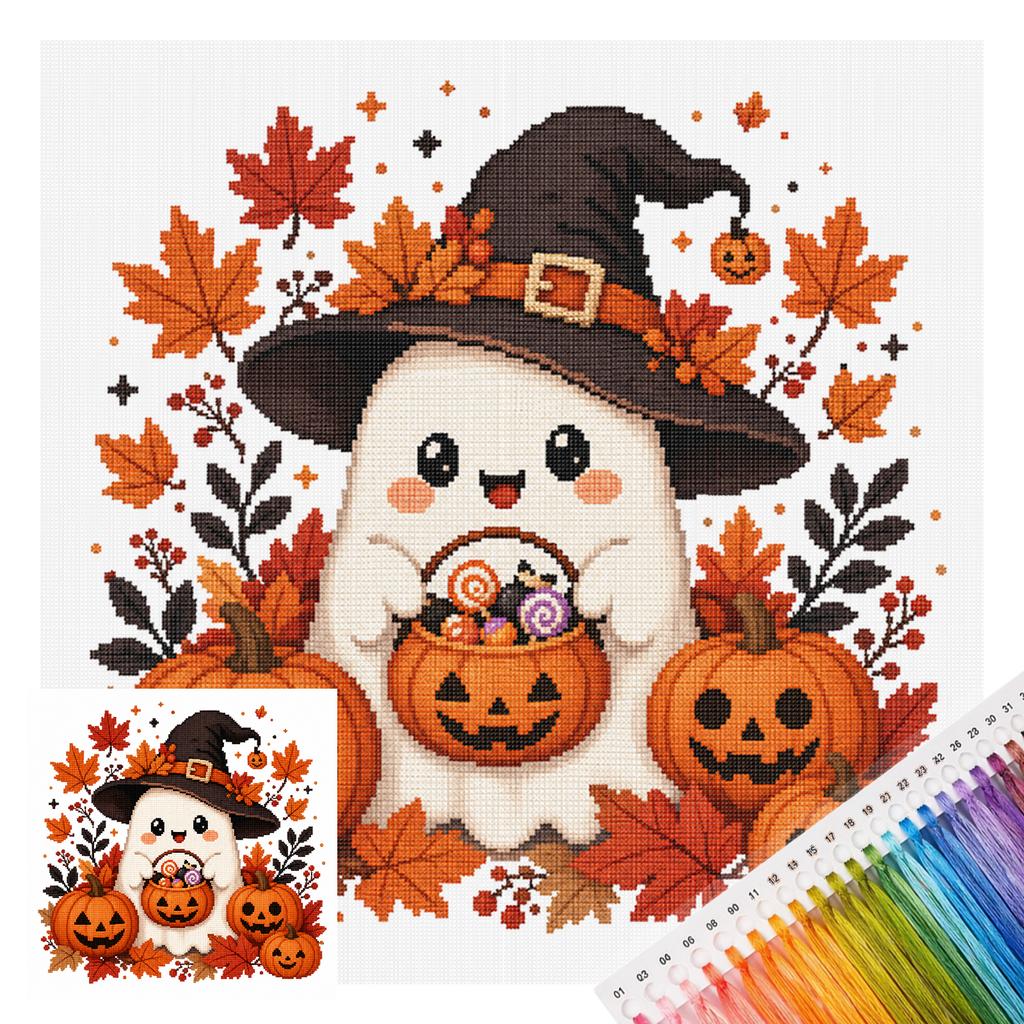 11CT Stamped Cross Stitch Kit 26x26cm Holiday Series 3-Strand Cotton Thread Needlework Embroidery Set