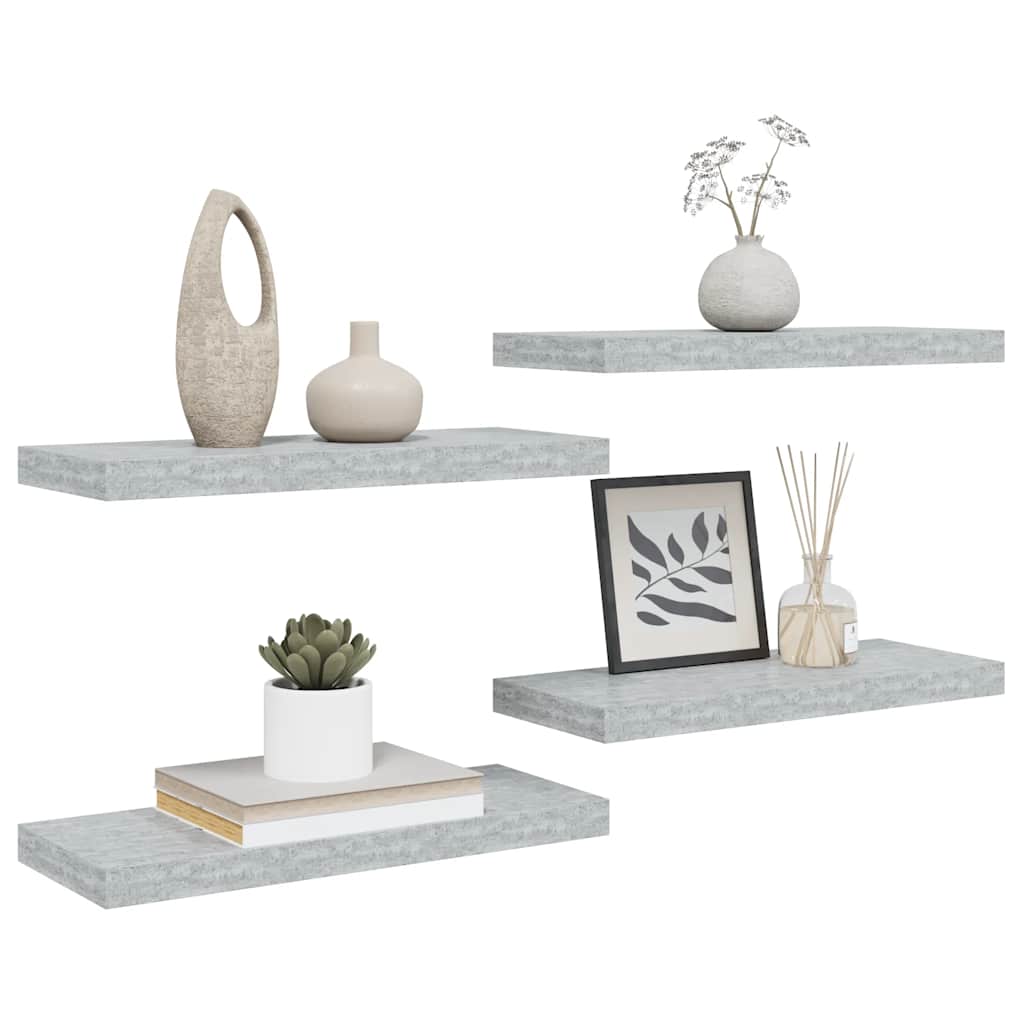 Vidaxl Półki Ścienne, 4 Szt., Szarość Betonu, 60 X 23,5 X 3,8 Cm, Mdf