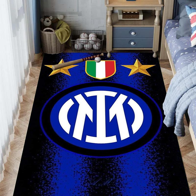 Tappeto con Stemma Inter Milan Stampa Artistica Adatto a Tutte le Stagioni Arte Moda Decorazione per Dormitorio