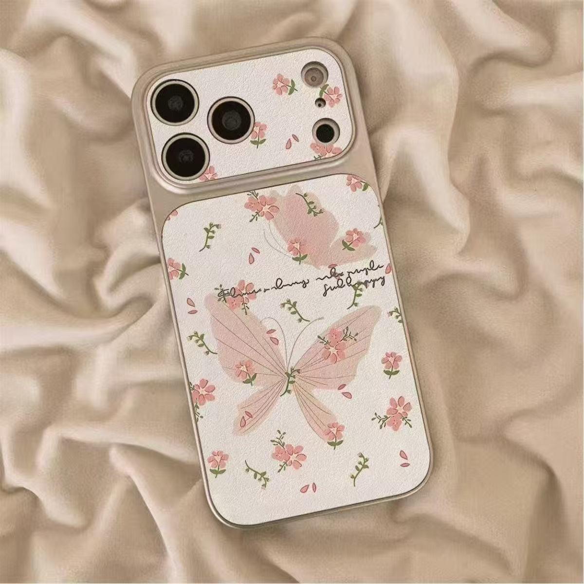 

Full Coverage Floral & Butterfly Leather Case for Apple 17Pro - Fits Models 16/15/14/13/12/11, Ideal for Photography Apple 13 Pro