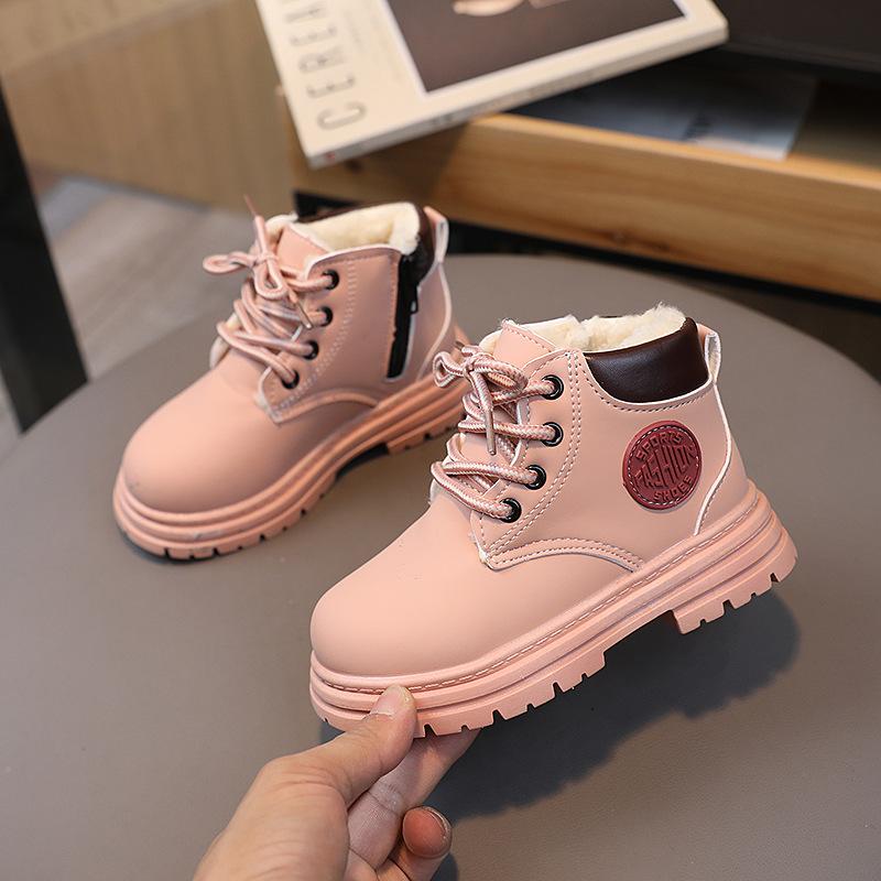 Kinder Martin Stiefel Winter Samt Verdickte Jungen und Mädchen Warme Baumwollstiefel Mittlere und Ältere Kinder Rutschfeste Kurze Stiefel Babystiefel